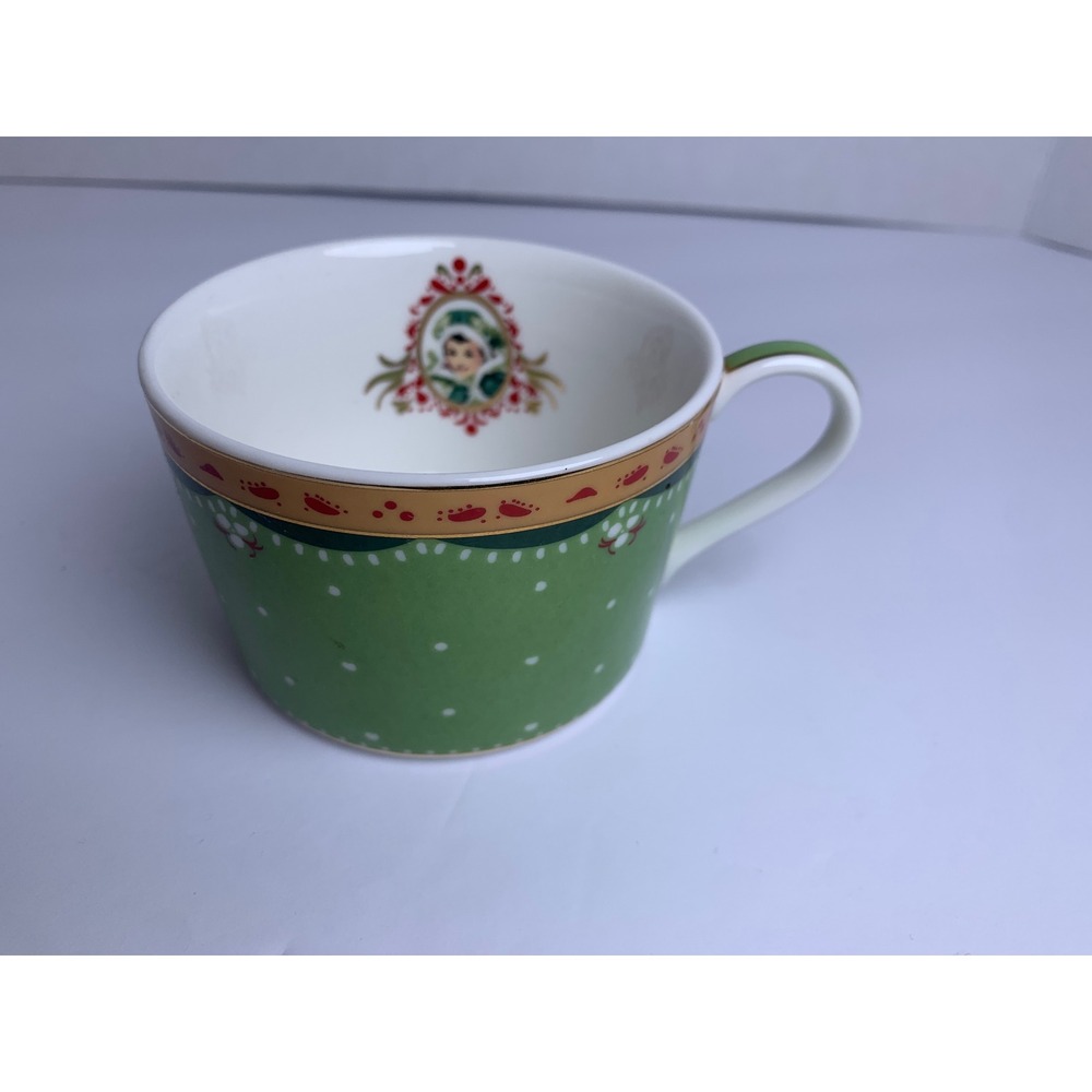 Avon Honor Society 2003 Collector Mug Green Gold Polka Dot Holiday Tea‎ Cup